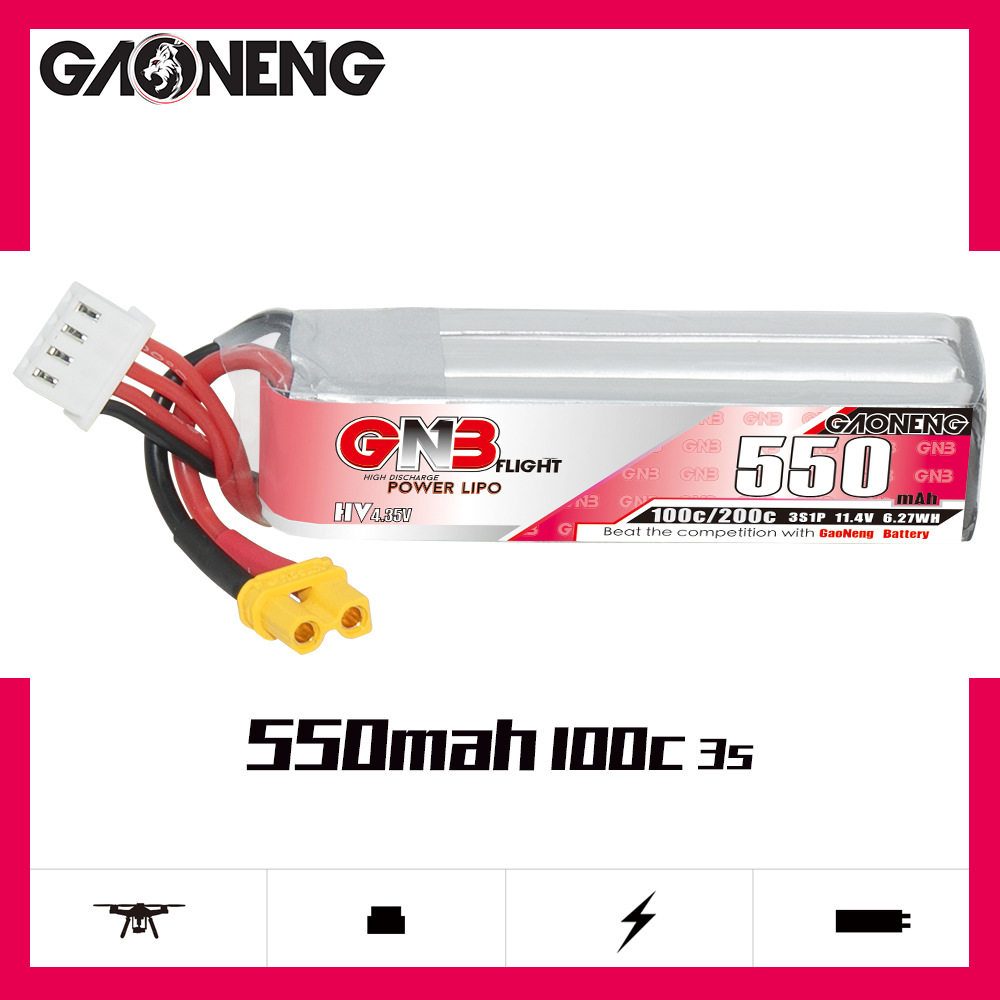 GNB HV 11.4V 550mAh 100C/200C  - Drone Racing Battery recension och pris