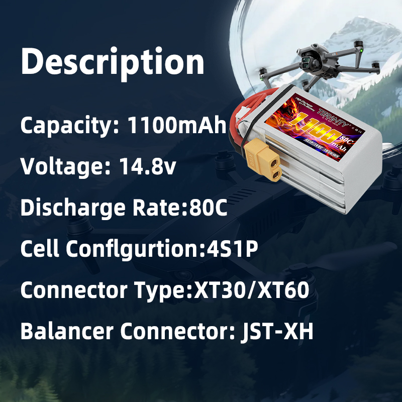 TERANTY 4S 1100mAh 80C/160C Li - Drone Racing Battery recension och pris