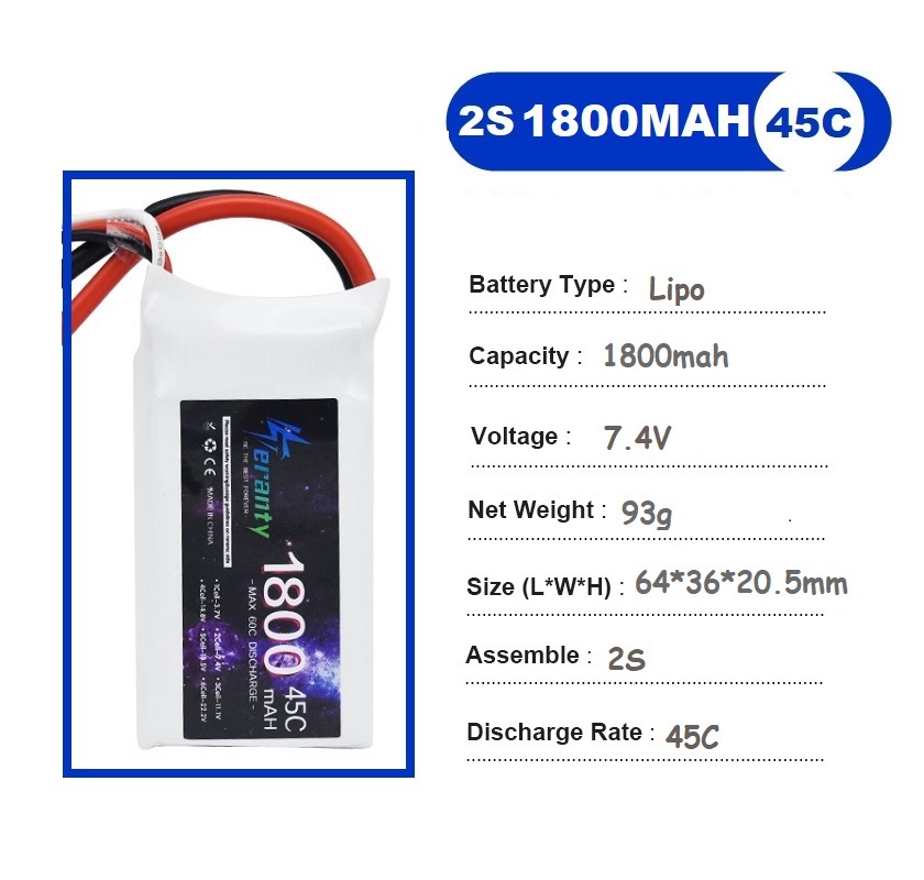 2PCS 7.4V Lipo 2S Battery 1500 - Drone Racing Battery recension och pris